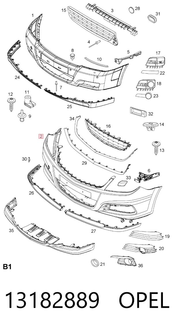 Pára-choque dianteiro 13182889 Opel