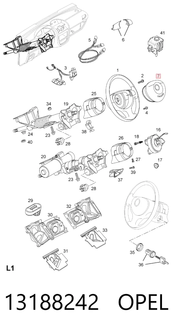Cinto de segurança (AIRBAG) de condutor 13188242 Opel