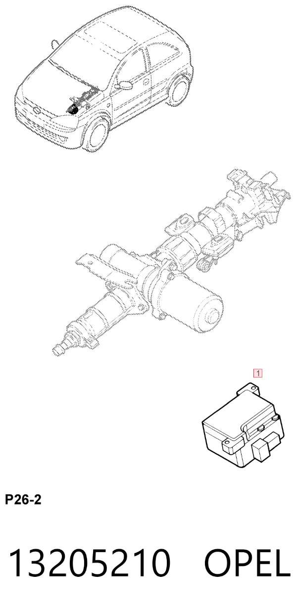 Unidade de controlo de reforçador elétrico do volante 13205210 Opel
