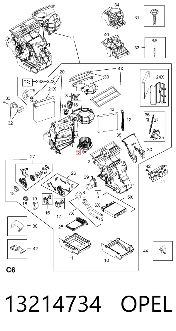 Motor de ventilador de forno (de aquecedor de salão) 13214734 Opel