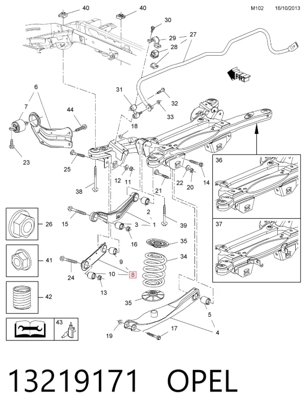 Barra Panhard de suspensão traseira 13219171 Opel