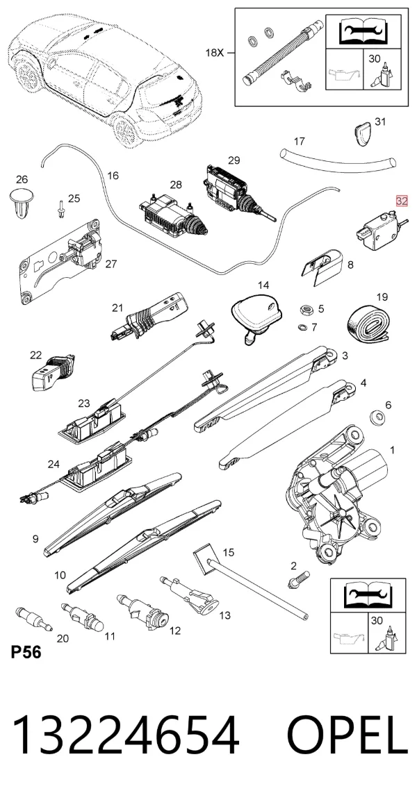 Motor acionador de abertura do alcapão de tanque 13224654 Opel