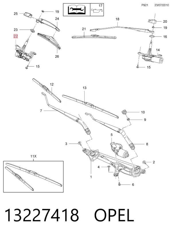 Motor de limpador pára-brisas de vidro traseiro 13227418 Opel