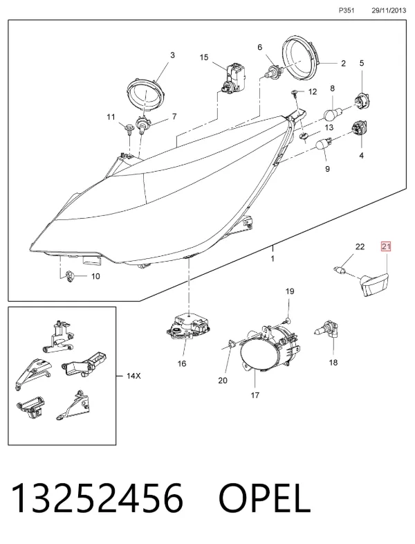 Luz intermitente no pára-lama direito 13252456 Opel