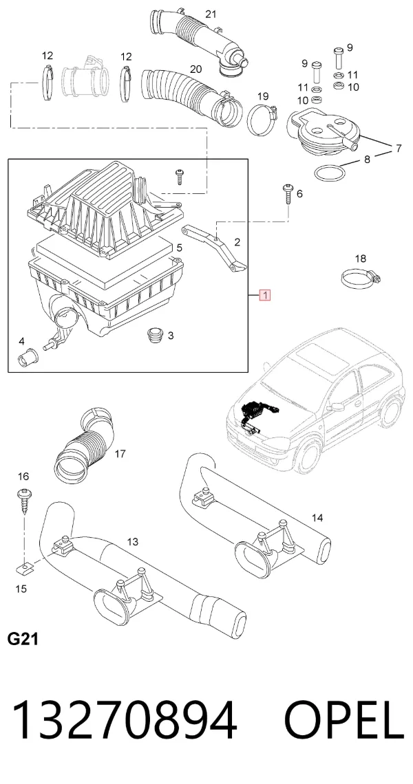 Caixa de filtro de ar Opel Combo B