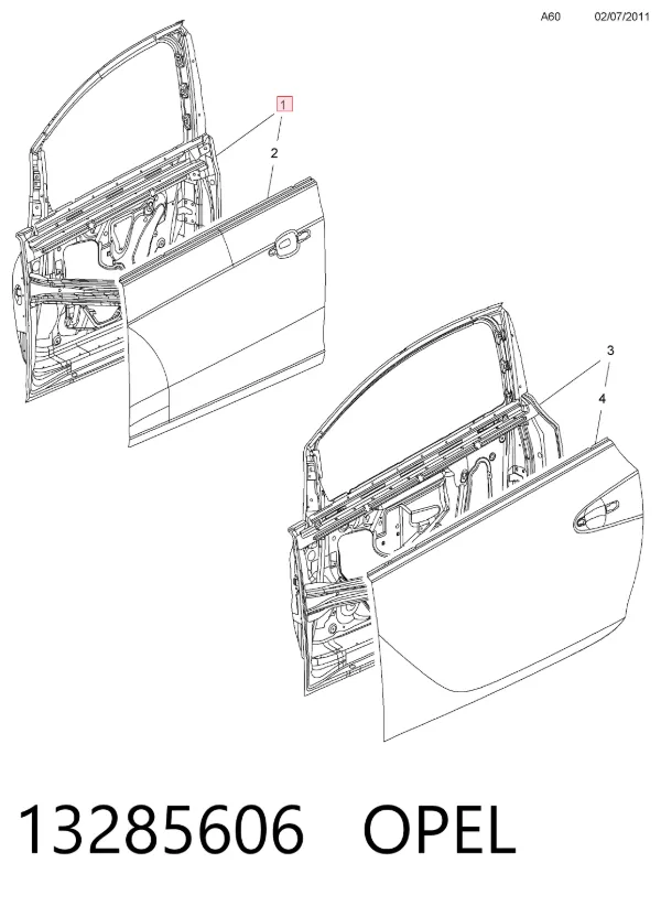Porta dianteira esquerda 13285606 Opel