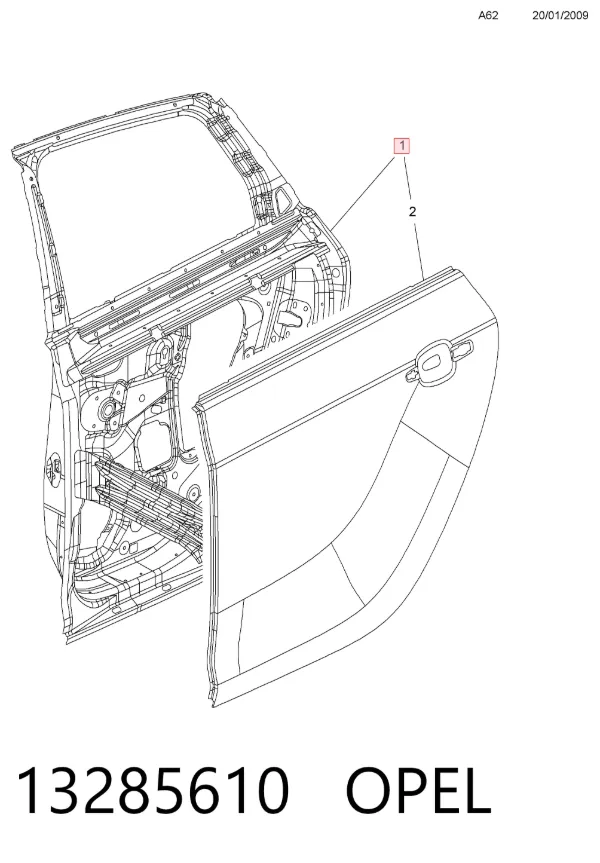 Porta traseira esquerda 13285610 Opel