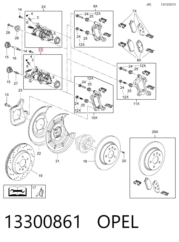 Suporte do freio traseiro esquerdo 13300861 Opel