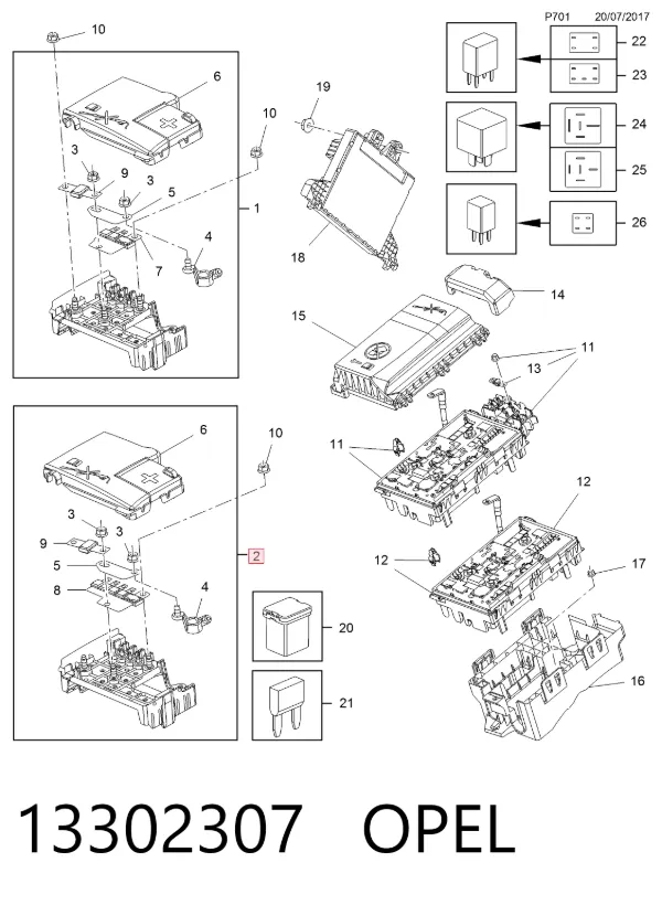 Unidade de dispositivos de segurança Opel Astra J