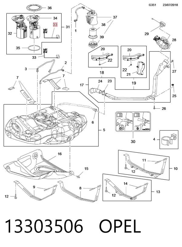Sensor do nível de combustível no tanque 13303506 General Motors