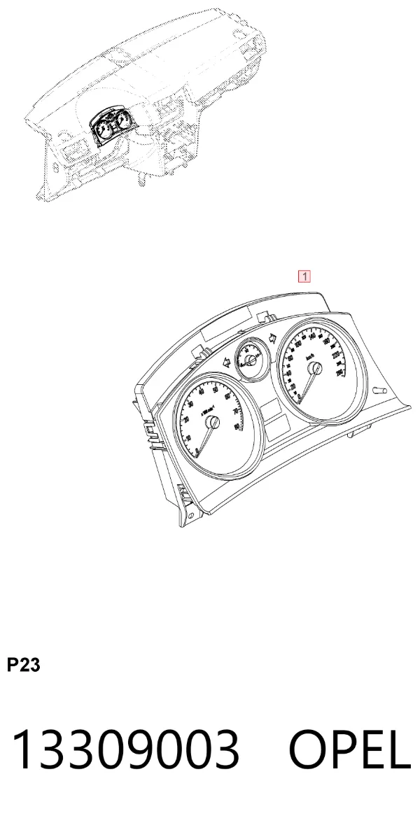Painel de instrumentos (quadro de instrumentos) 13309003 Opel