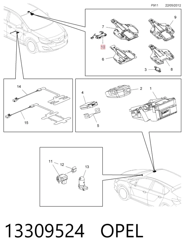 Unidade de controlo do sinalisador de movimento 13309524 Opel