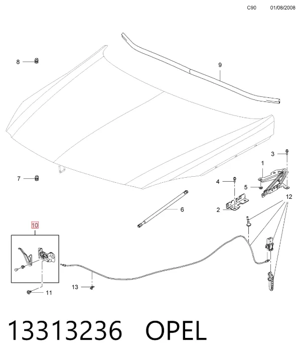 Fecho da capota Opel Insignia A