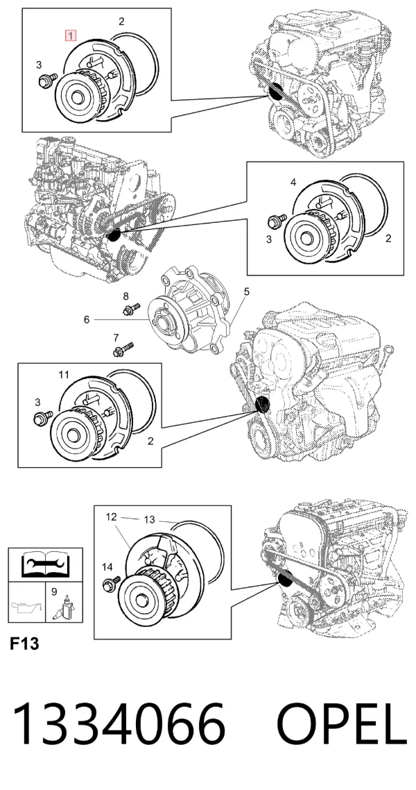 Bomba de água (bomba) de esfriamento 1334066 Opel
