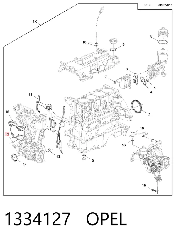 Vedante de bomba de água 1334127 Opel