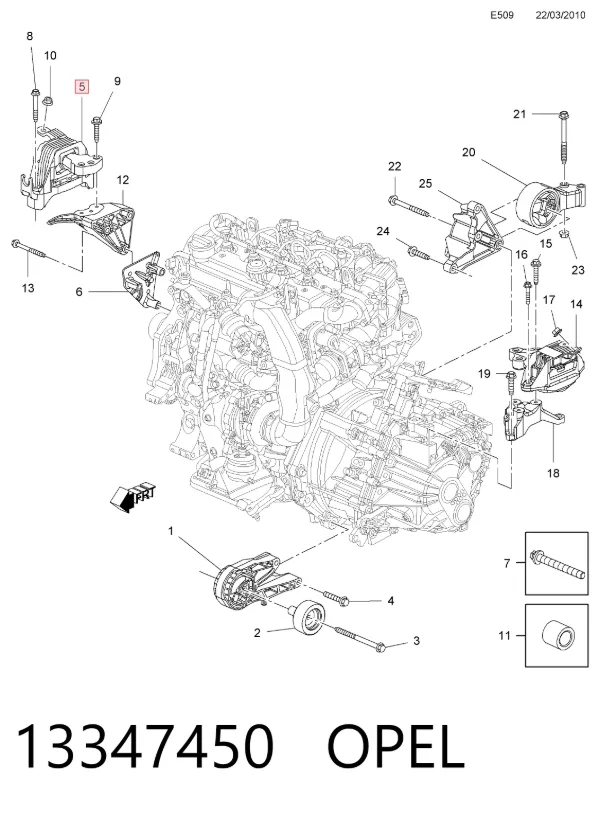 Coxim (suporte) direito de motor 13347450 Opel