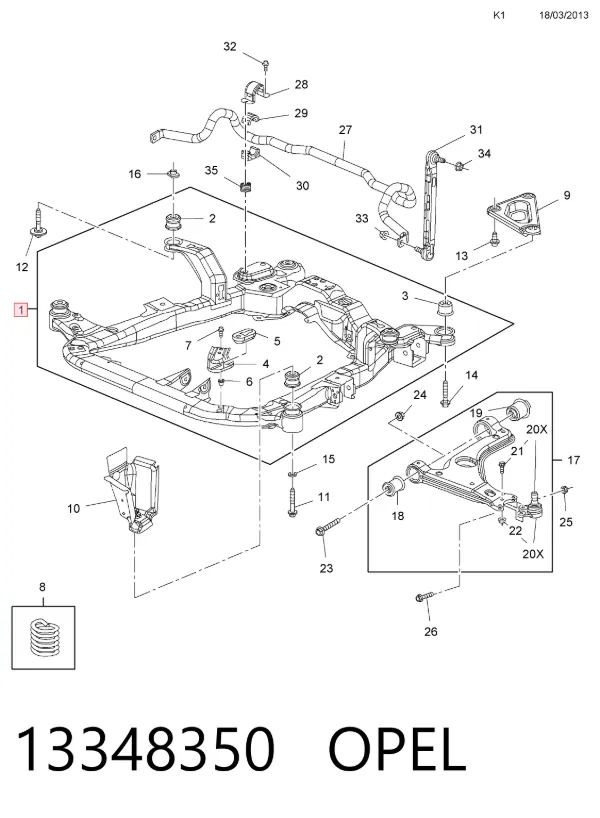 Junta homocinética externa dianteira 13348350 Opel