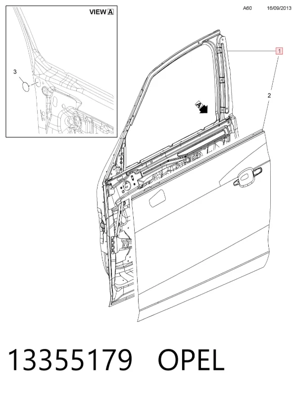 Porta dianteira direita 13355179 Opel