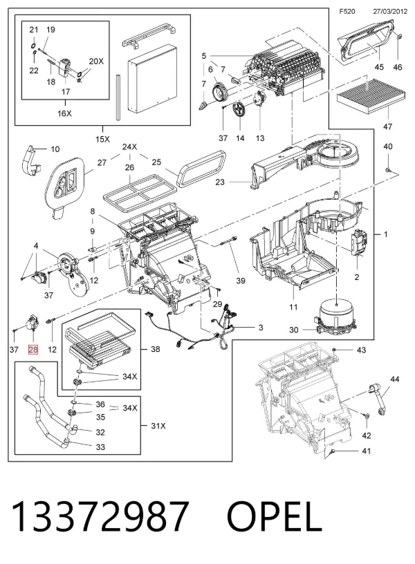 Acionamento de comporta de forno 13372987 Opel