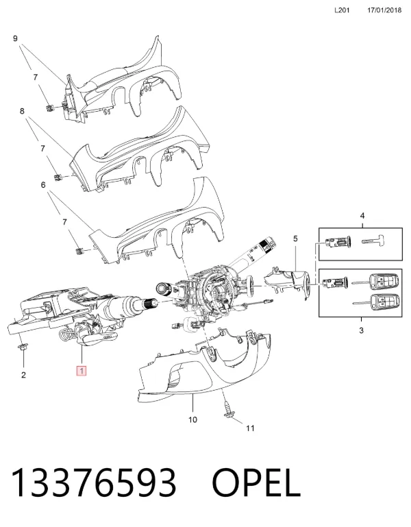 Coluna da direção Opel Zafira C