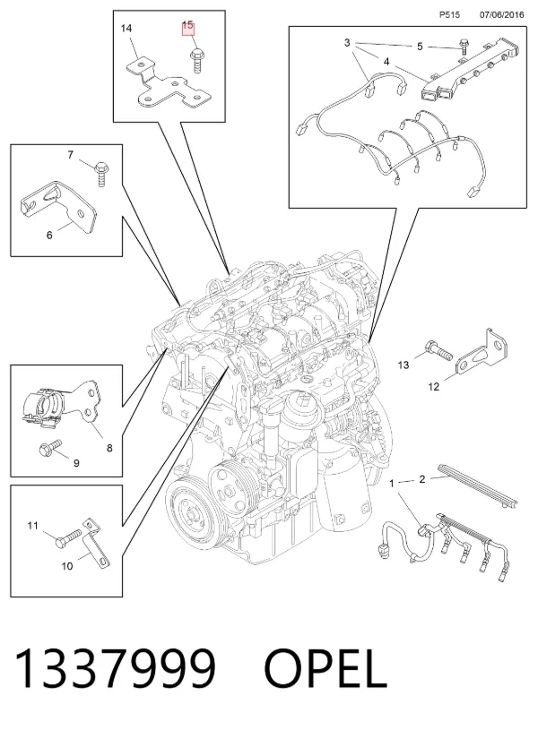 Cadeia do mecanismo de distribuição de gás, kit 1337999 Opel