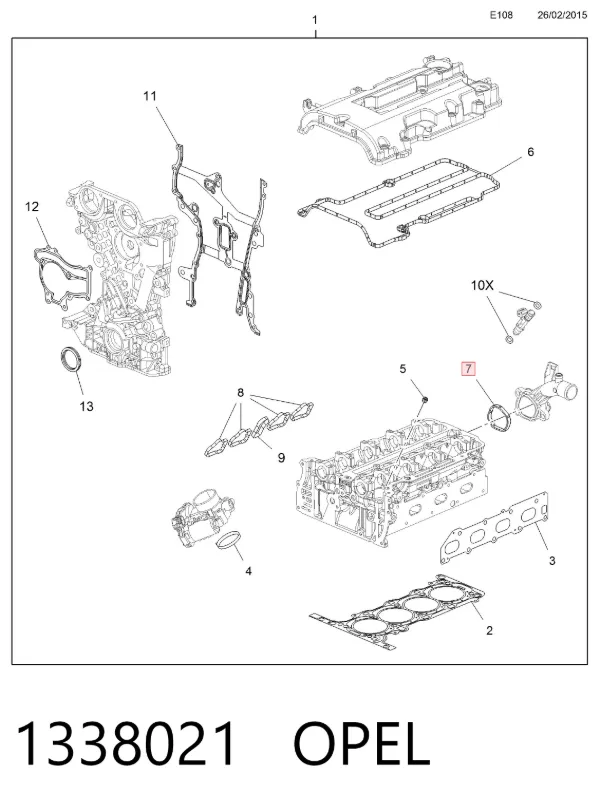 Vedante do flange (da união em T) do sistema de esfriamento 1338021 Opel