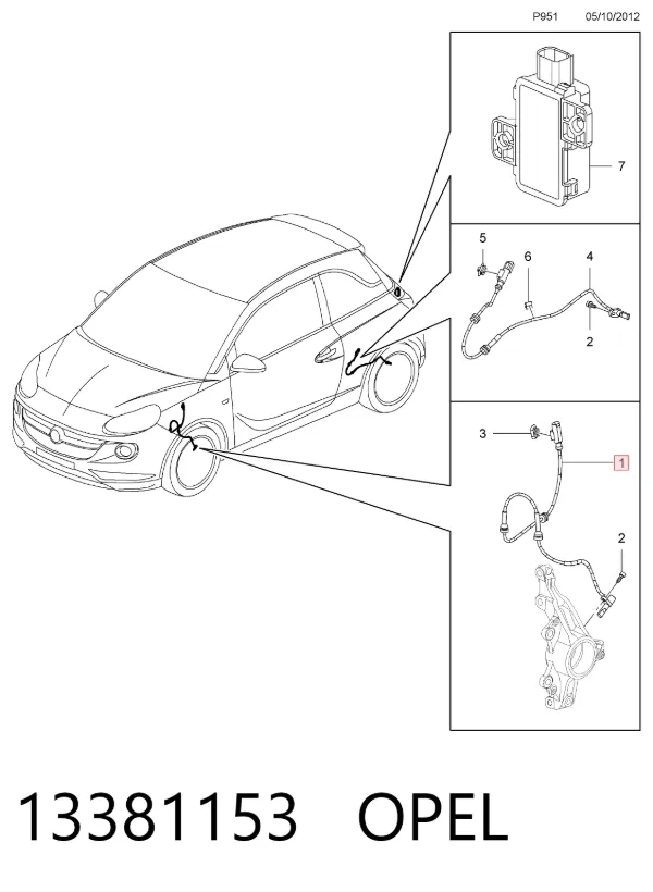 Sensor dianteiro de ABS 13381153 Opel