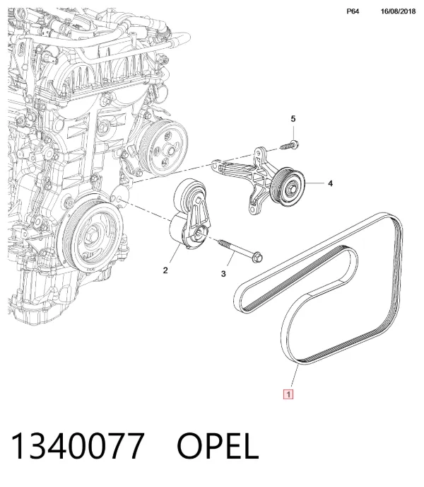Correia dos conjuntos de transmissão 1340077 Opel