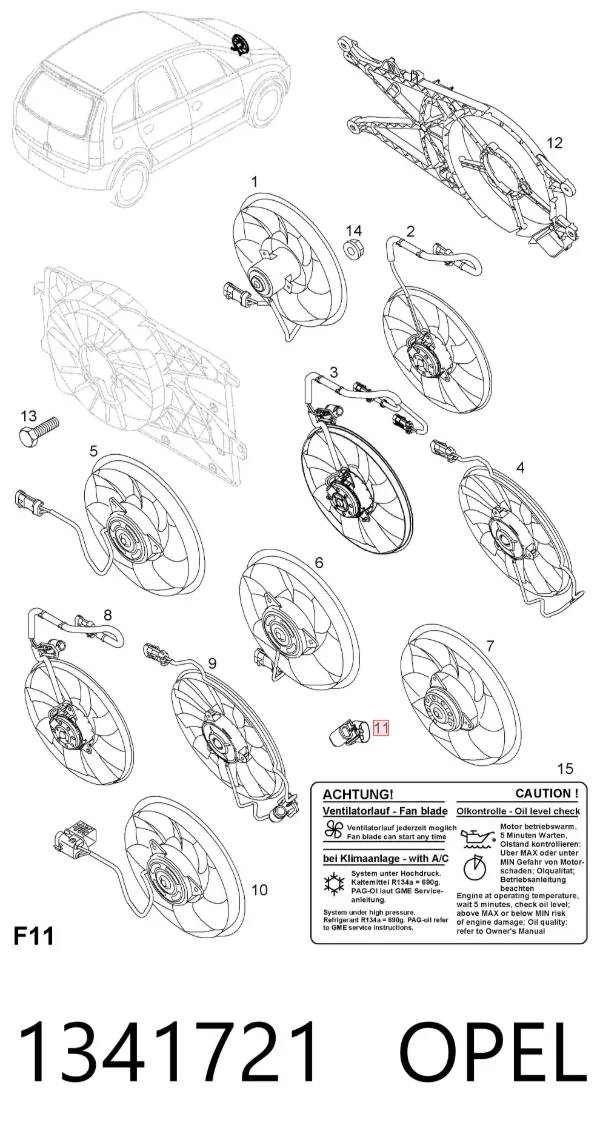 Regulador de revoluções de ventilador de esfriamento (unidade de controlo) 1341721 Opel