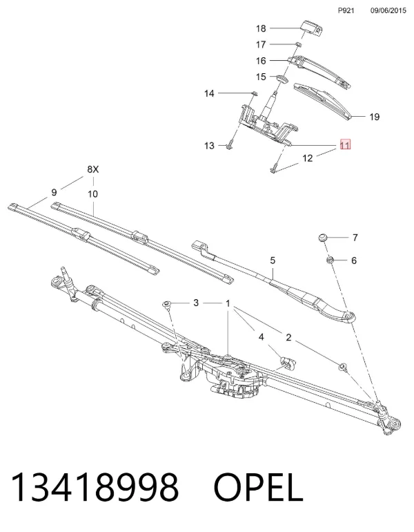 Motor de limpador pára-brisas de vidro traseiro 13418998 Opel