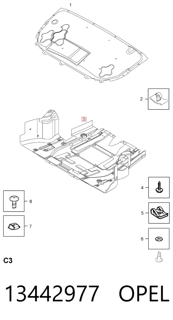 Proteção de motor, de panela (da seção de motor) 13442977 Opel