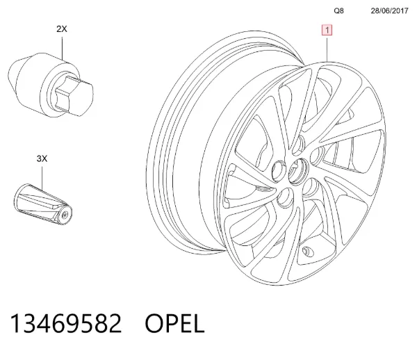 Discos de roda de aleação ligeira (de aleação ligeira, de titânio) 13469582 Opel