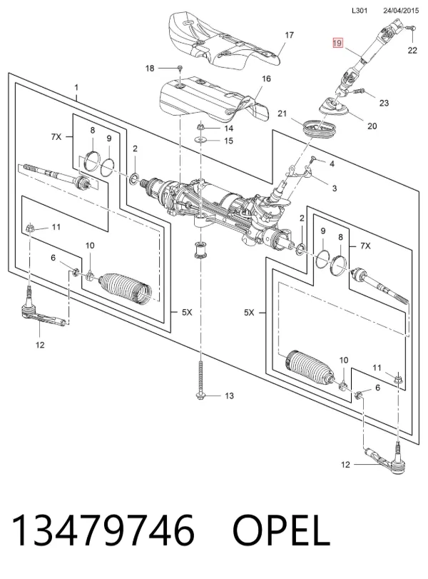 Veio da coluna de direção inferior 13479746 Opel
