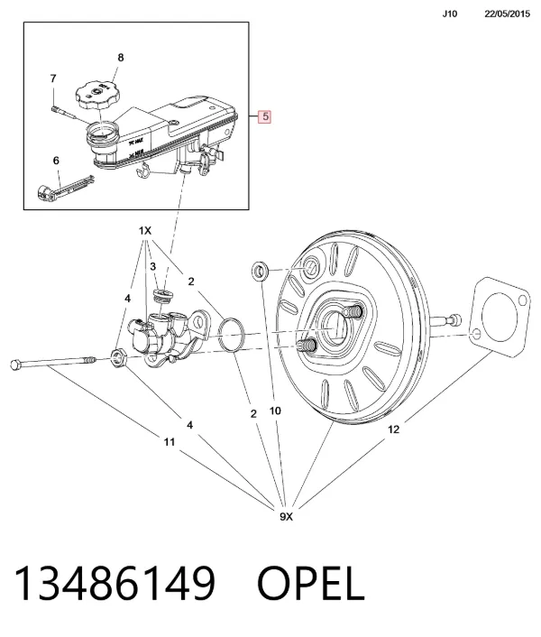 Tanque de cilindro mestre do freio (de fluido de freio) Opel Astra K