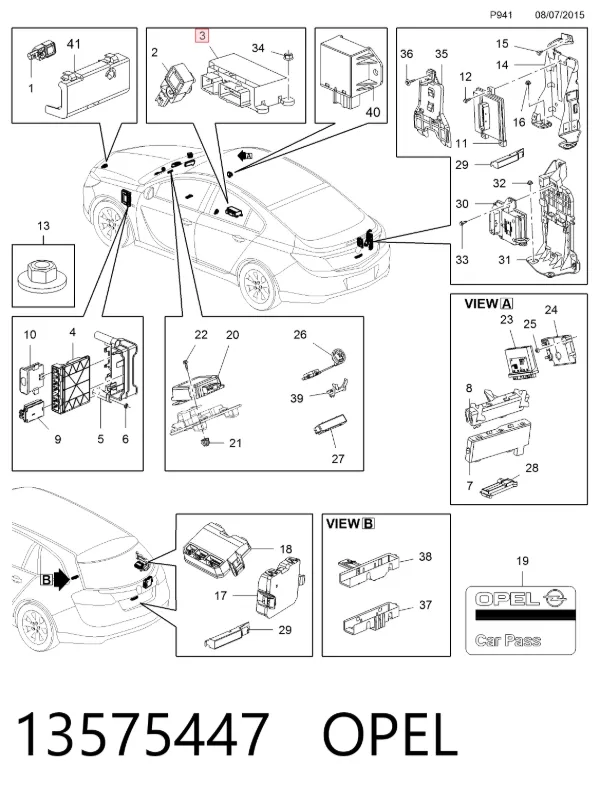 Módulo processador de controlo da bolsa de ar (Centralina eletrônica AIRBAG) 13575447 Opel