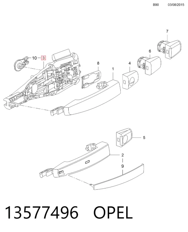 Suporte de maçaneta externa da porta dianteira esquerda 13577496 Opel