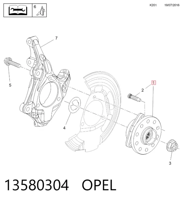 Cubo dianteiro 13580304 Opel