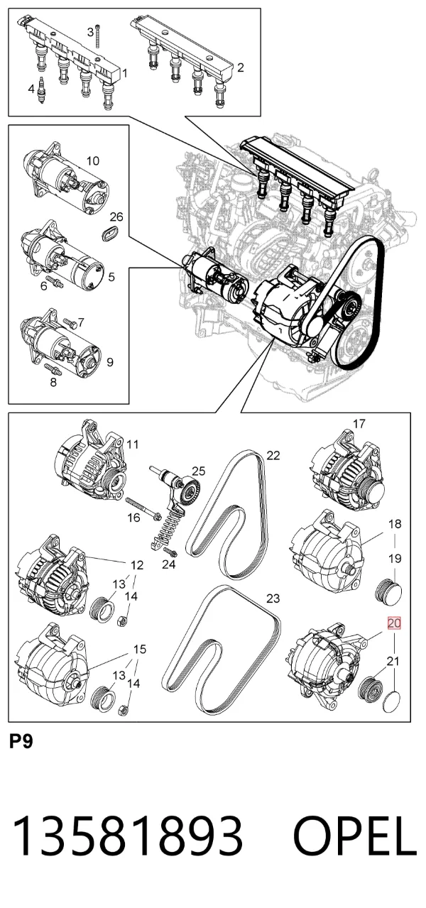 Gerador 13581893 Opel
