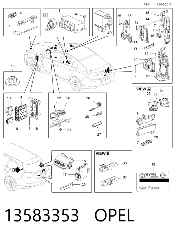 Sensor AIRBAG dianteiro 13583353 Opel
