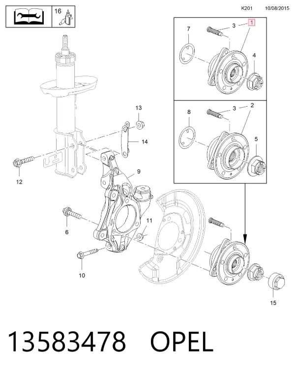 Cubo dianteiro 13583478 Opel