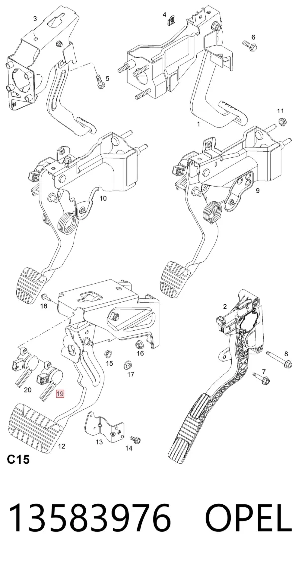 Sensor de ativação do sinal de parada 13583976 Opel