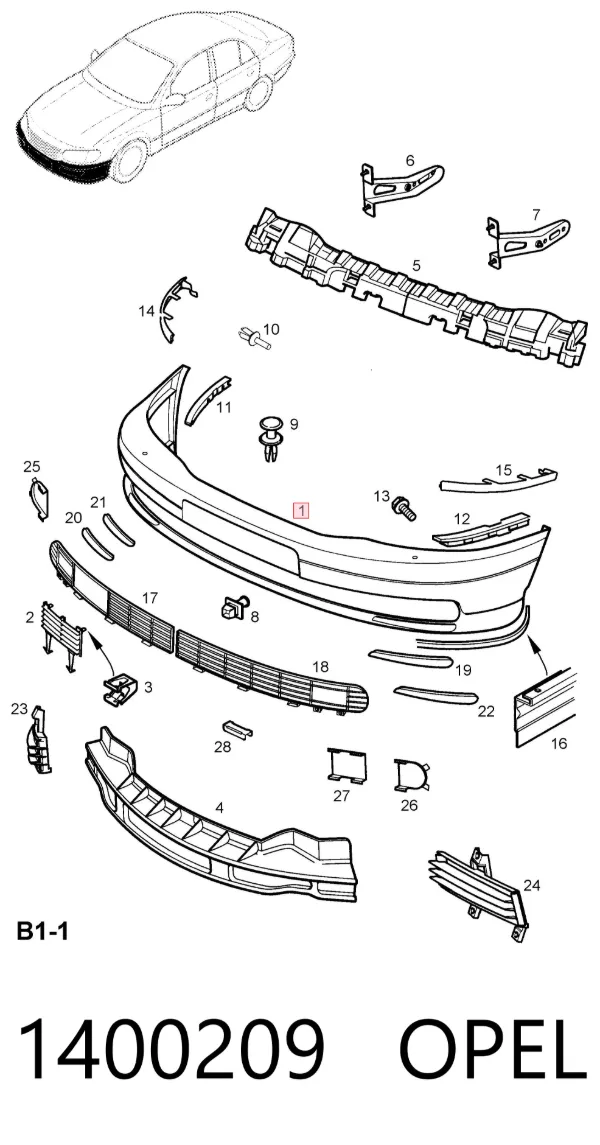 Pára-choque dianteiro 1400209 Opel