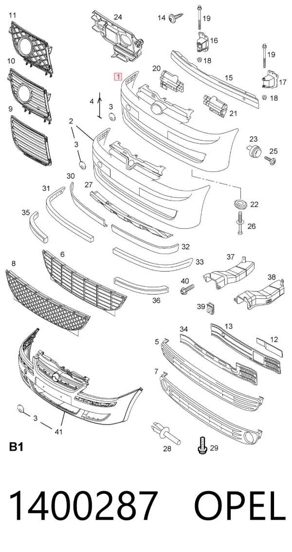 Pára-choque dianteiro 1400287 Opel