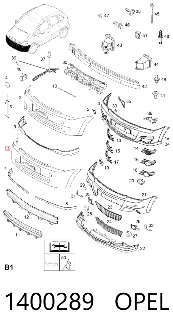 Pára-choque dianteiro 1400289 Opel