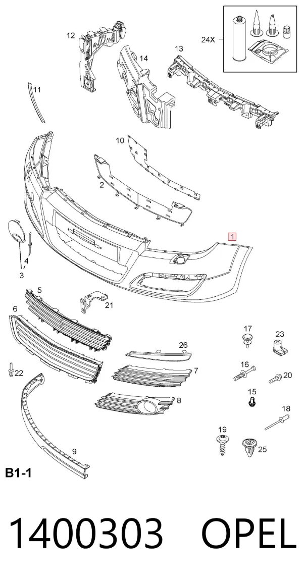 Pára-choque dianteiro 1400303 Opel