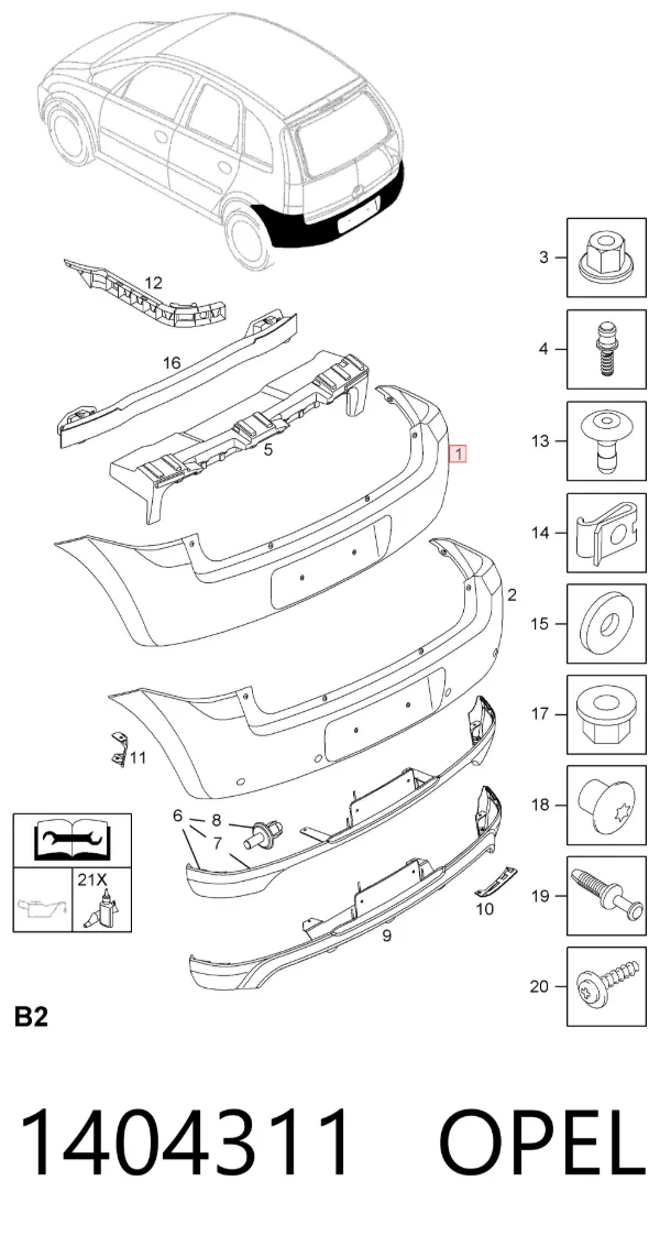 Pára-choque traseiro 1404311 Opel