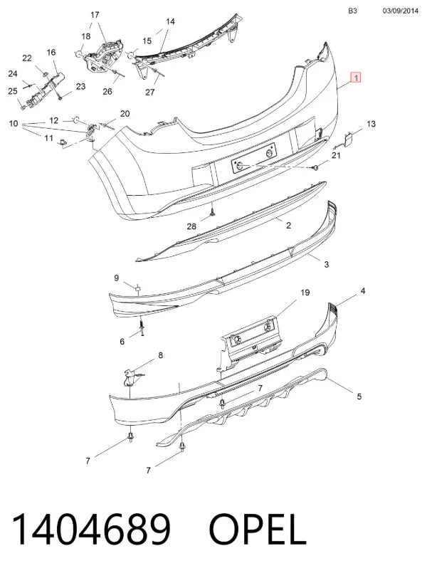 Pára-choque traseiro 1404689 Opel