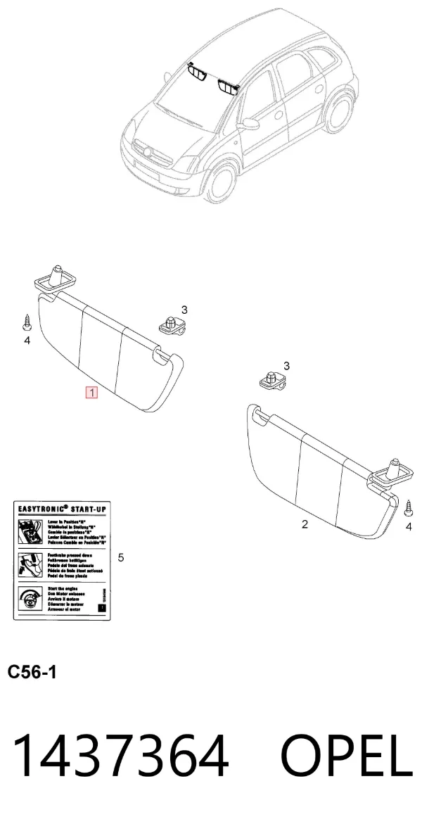 Pala contra o sol 1437364 Opel