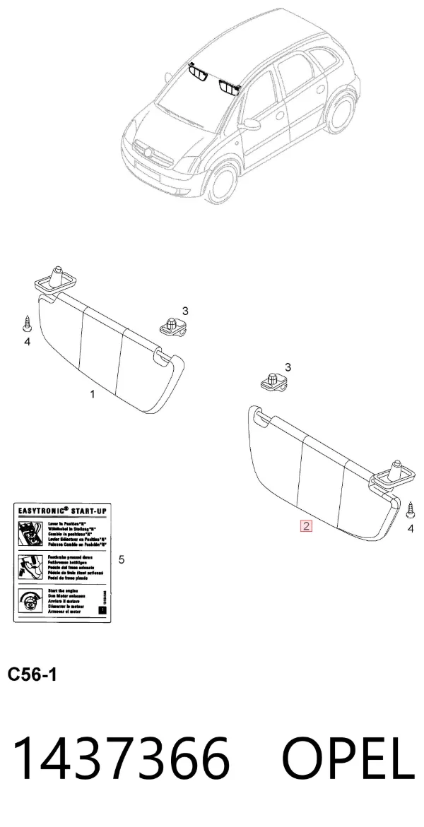 Pala contra o sol 1437366 Opel