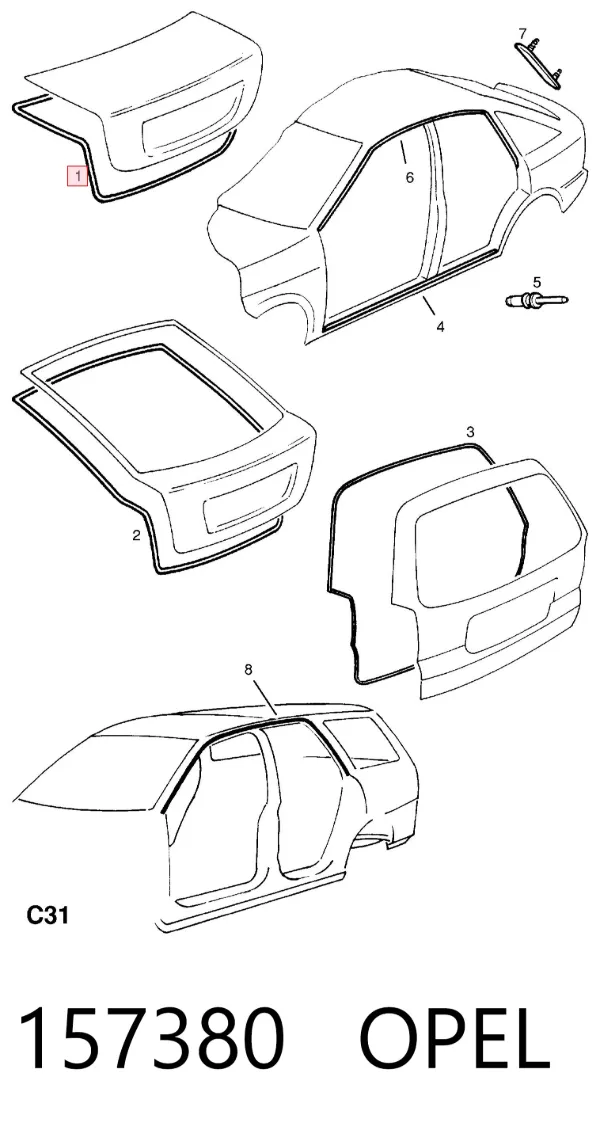 Compactador de tampa de porta-malas 157380 Opel